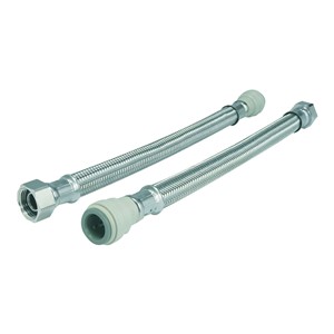 FLX15 - Flexi Tap Connector - BSP to Pushfit - 1/2&quot; x 15mm - 300mm