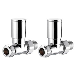 XAV641 - Round Straight Radiator Valves - Pair - Chrome