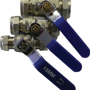 K07064 - Cold Water Lever Ball Valve - WRAS App. - Blue Handle - 15mm