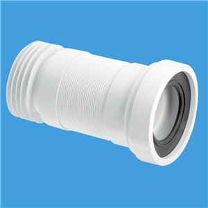 97-107mm Inlet x 4&quot;/110mm Outlet Flexible WC Connector

Outlet fits 4&quot;/110mm inside diameter of PVC-U and cast iron soil pipe

97-107mm Inlet suits all pan spigots

Independent tests prove conclusively that there is no build-up of sediment in the flex

Enables easy installation of WC pans in awkward situations

Complies with DIN 1389:2000-05

Manufactured in Polypropylene

LGA certified