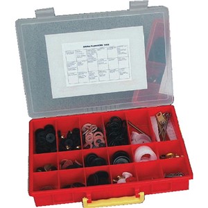 Plumbers&#39; Mega Box. Pack Contains (various quantities):

- 3/8&quot;, 1/2&quot;, 5/8&quot; &amp; 3/4&quot; Holdtite Flat Tap Washers

- 1/2&quot;&amp; 3/4&quot; Tantofex Washers

- 1/2&quot; &amp; 3/4&quot; Delta Washers

- 1/2&quot; &#39;A&#39;, 1/2&quot; &#39;D&#39; &amp; 3/4&quot; &#39;B&#39; Supatap Washers

- Rubber, Fibre &amp; Draw-Off Cock Washers

- 1/2&quot; &amp; 3/4&quot; Flexible Tap Connector Washers

- 3/4&quot; Washing Machine Washers

- 1/2&quot; Shower Hose Washers

- Assorted &#39;O&#39; Rings

- Universal Seat Fixing Kit

- Brass Adjustable Lift Arm

- Plastic Multi-Purpose Lift Arm

- Small, Medium and Large C-Links

- 1/2&quot; &amp; 3/4&quot; Dome Tap Washer with Plastic Jumper

- 1/2&quot; &amp; 3/4&quot; Flat Tap Washer with Brass Jumper

- 1/2&quot;, 5/8&quot;, 7/8&quot; &amp; 3/4&quot; Rubber Ball Valve Washers

- Aquasave Mk 2 Washers

- 1.1/2&quot; Black Plastic Plugs

- 1.3/4&quot; Black Plastic Plugs

- 1/2&quot; &amp; 3/4&quot; Poly Washers

- 8mm, 10mm, 15mm and 22mm Brass Olives

- 1/2&quot; &amp; 3/4&quot; Top Body Washers

- Bath Diverter Washers

- 15mm, 22mm Prestex &#39;43&#39; Washers

- 1/2&quot; &amp; 3/4&quot; Ball Valve Seating Washers

- 1&quot; &amp; 1.1/4&quot; Rubber Ball Valve Washers

- Small &amp; Medium Cotter Pins

- L/P H/P Ball Valve Seatings

- Clock Type and Tommy Bar Rad Keys

- 12&quot; &amp; 18&quot; Bath Ball Chain with Stay and Hook