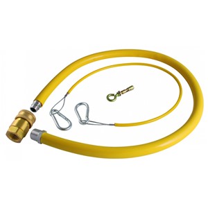 Hose Length &#226;€“ 1000mm

Size &#226;€“ 1/2&#226;€&#179;

Quick release brass coupling

Flexible stainless steel tube

Resistant high quality yellow PVC jacket

Suitable for natural gas and LPG

Individually packaged with installation guide

Supplied with restraining kit and wall fixing

Manufactured from corrugated stainless steel tube with welded steel end fittings and brass quick release valved coupler, which cuts off the gas supply when disconnected. Un-braided hoses are suitable for use up to 7 Bar working pressure, and at a temperature range of -20 C to +60 C.

Stainless Steel hose with a corrugated construction conforming to EN ISO 10380 standard produced with AISI 316L (1.4404) in accordance with EN 10028-7 and protective yellow PVC jacket.

Connections made from stainless steel (AISI 304-1.4301, AISI 303-1.4305) and MS 58 Copper Alloy, conforming to BS 669-2