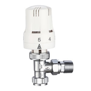 KeyPlumb Angled Thermostatic Radiator

- Liquid sensor

- Compression connection

- Bi-directional valve body

- Chrome plated body

- 15mm x 1/2&quot; connection