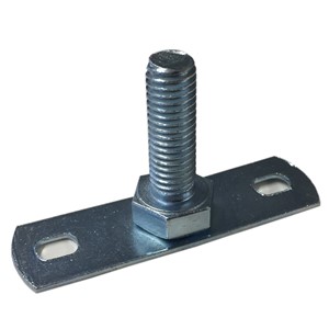 Zinc-plated. Universal backplate for rubber-lined pipe clips.