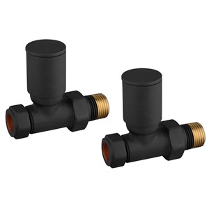 XAV647 - Round Straight Radiator Valves - Pair - Black