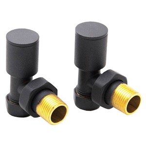 XAV643 - Round Angled Radiator Valves - Pair - Anthracite