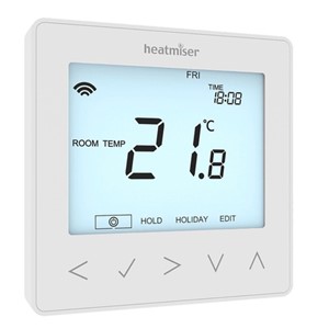 The Heatmiser neoStat v2 is a 230v programmable thermostat featuring illuminated touch keys.

When paired to the neoHub (sold separately) you can control your heating from anywhere.

The neoStat can be configured to work as a programmable thermostat or as a timer- so if you want to take control of your towel rails, or lighting - Neo offers you this and more!

Wireless Air Sensor &amp; Door Contact Function - neoHub required

When paired to the neoHub, you can use the wireless air sensor to measure the temperate remotely from the neoStat or to take an average temperature in a larger room. You can also have the heating turn off whenever a window or door is opened with the use of the door contact switch.

Features: &#226;€&#162;Stunning design&#226;€&#162;White Back light with Proximity sensor &#226;€&#162;Illuminated soft touch keys with Proximity sensor&#226;€&#162;Non Programmable, 5/2 Day, 7 Day and 24 Hour Programming &#226;€&#162;5 Minute Program Intervals&#226;€&#162;Self Learning Optimum Start &#226;€&#162;4 Comfort Levels per Day  (Option for 6 when paired to neoHub)&#226;€&#162;Temperature Hold Facility &#226;€&#162;Holiday Facility&#226;€&#162;Automatic White Back Light (Turns off after 30 seconds) &#226;€&#162;Flush Mounting&#226;€&#162;C/F Selectable &#226;€&#162;Key Code Facility&#226;€&#162;Frost Protection &#226;€&#162;Compatible with 10K, 12K, 15K NTC Floor Probes